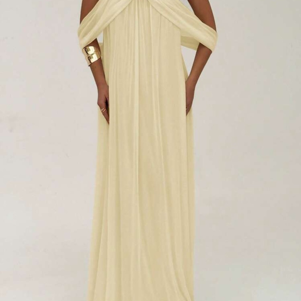 Elegant Cream Off-Shoulder Dress